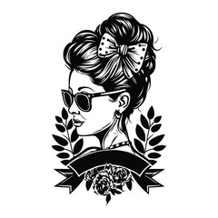 A stylish and artistic silhouette of a girl, capturing grace and elegance in a minimalist black and white design. Perfect for fashion, beauty, logo design, branding, and artistic illustrations.