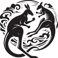 Kangaroos Fighting Silhouette Vector Illustration Art-4