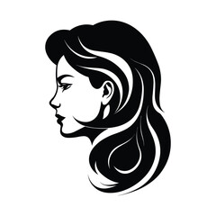 A stylish and artistic silhouette of a girl, capturing grace and elegance in a minimalist black and white design. Perfect for fashion, beauty, logo design, branding, and artistic illustrations.