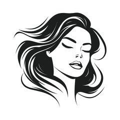 A stylish and artistic silhouette of a girl, capturing grace and elegance in a minimalist black and white design. Perfect for fashion, beauty, logo design, branding, and artistic illustrations.