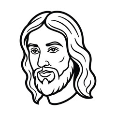  Jesus Christ line art head vector icon