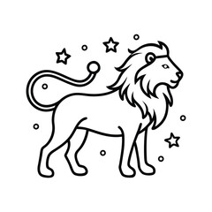 Lion vector coloring page line art illustration.