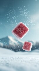 Frozen Gummies Falling for Snowy Mountains.