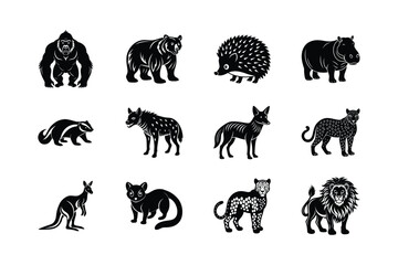 silhouette of animals vector illustration.