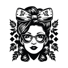 A stylish and artistic silhouette of a girl, capturing grace and elegance in a minimalist black and white design. Perfect for fashion, beauty, logo design, branding, and artistic illustrations.