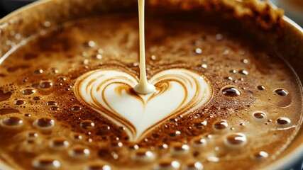 In a cozy cafe, a skilled barista creates beautiful heartshaped latte art, fostering a welcoming atmosphere perfect for romantic moments and joyful gatherings with friends and loved ones