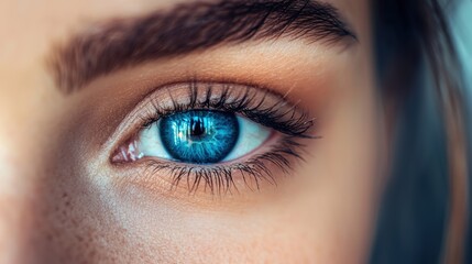 Fototapeta premium Mesmerizing closeup of a womans vibrant blue eye