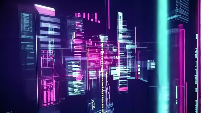 Futuristic hexagonal coding background filled with vibrant neon colors and intricate patterns, 4K hexadecimal coding concept Futuristic background with numbers and letters Seamless