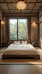 Serene Modern Bedroom with Natural Light and Minimalist Decor