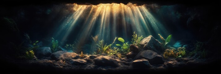 Obraz premium Underwater Sunlight Dappling Aquatic Scene