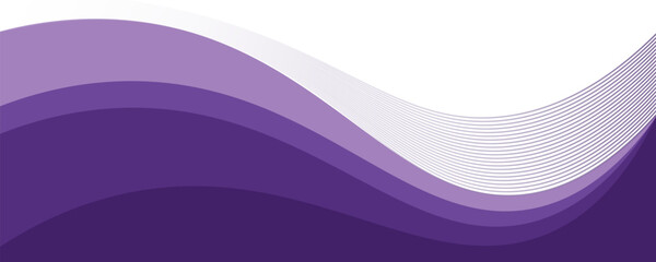 Purple business wave banner on white background, flat purple gradation. wavy background