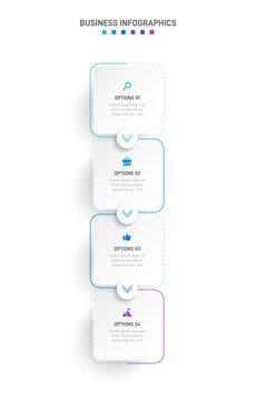 Vertical progress bar featuring 4 arrow-shaped elements, symbolizing the four stages of business strategy and progression. Clean timeline infographic design template. Vector for mobile presentation.