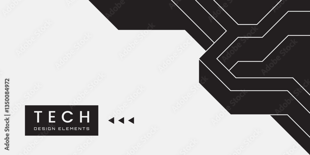 Aufkleber Horizontal banner design with abstract geometric Hi Tech graphic. Dynamic angular bold line. Corner composition. Element for your design. Vector illustration.