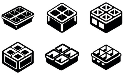 Ice Cube Tray Icon Collection for Kitchen, Food, and Beverage Design