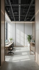 Fototapeta premium Modern Office Interior with Natural Light and Minimalist Design