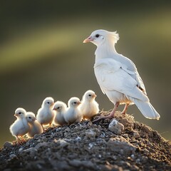Obraz premium White Bird on Dirt Pile
