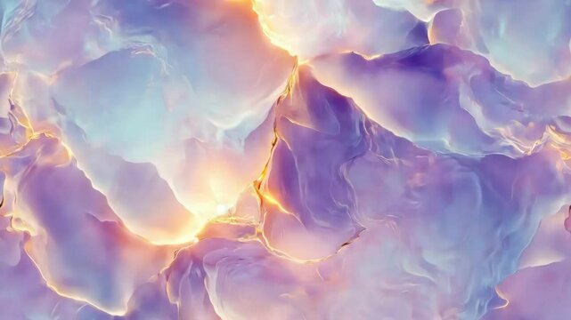 A close-up view of colorful opal stones with iridescent patterns and shimmering surfaces. The stones display a range of hues including purple, blue, and gold, creating a mesmerizing effect.