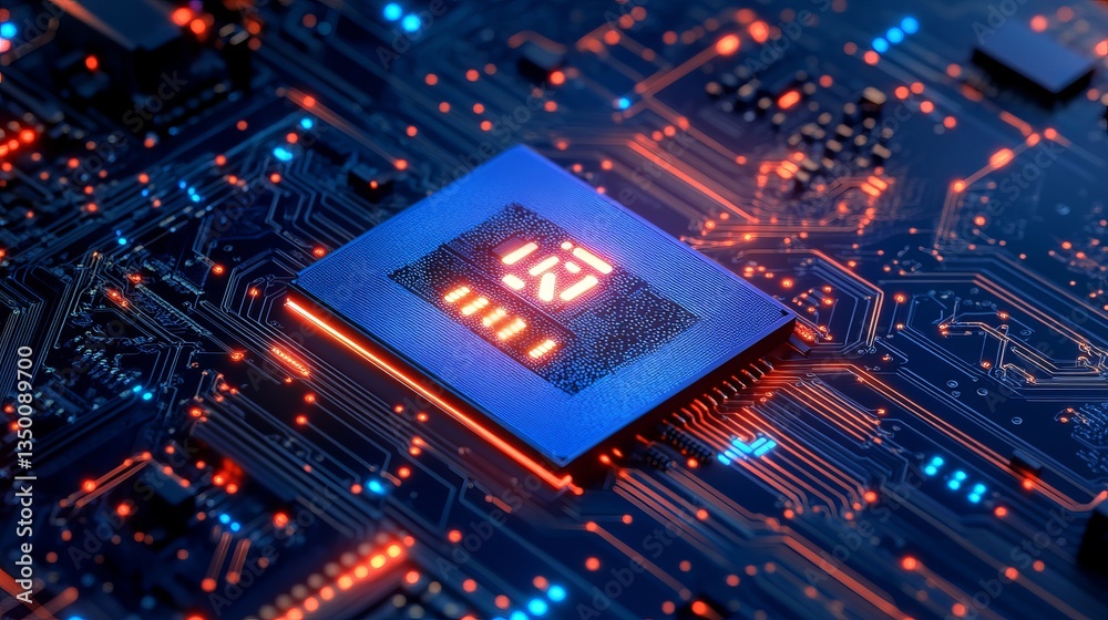 Poster advanced technology microchip circuit board digital design futuristic technology innovation modern p