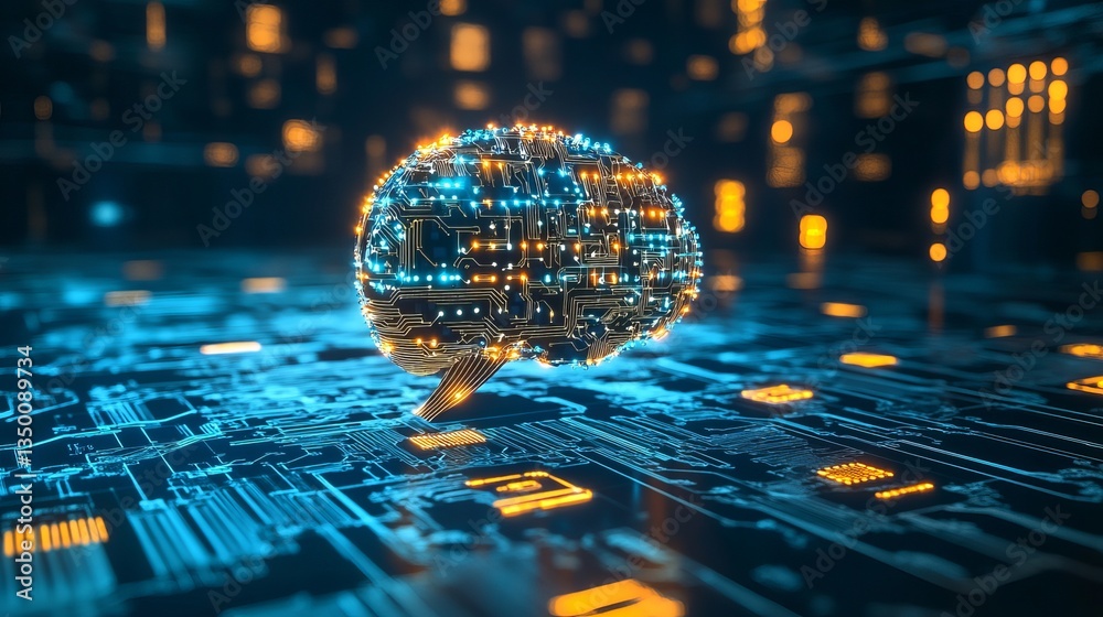 Poster digital brain circuitry abstract technology background futuristic artificial intelligence neural net