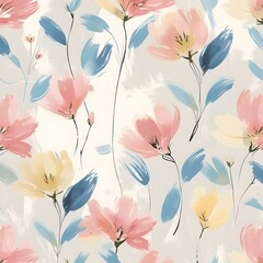 Floral brush repeat strokes seamless pattern background for fashion prints, wrappers, wallpapers, graphics, backgrounds and crafts decorative climbing Generative AI