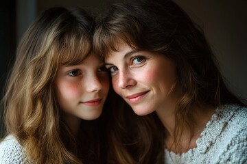 Loving mother and daughter share an intimate moment together
