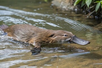Fototapeta premium otter swimming in the water