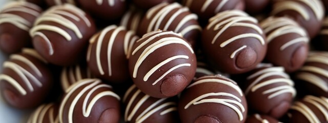 Fototapeta premium A close up of a pile of chocolate covered balls.