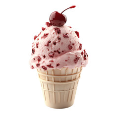 Delicious Cherry Ice Cream Cone Sweet Treat Summer Delight