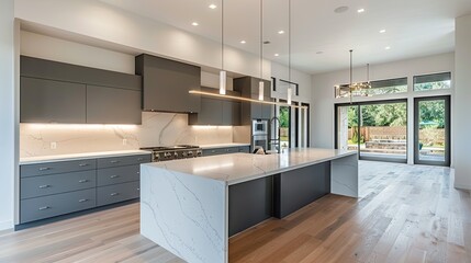Fototapeta premium A luxury kitchen interior design with modern furniture 