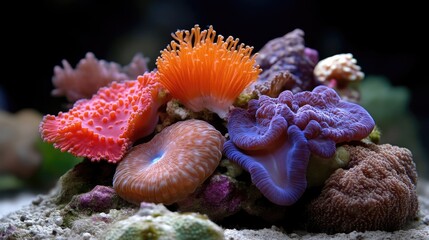 Fototapeta premium Vibrant coral reef cluster