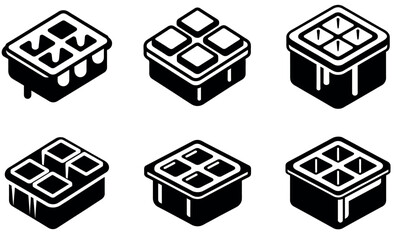 Various Ice Cube Trays in Vector Illustration