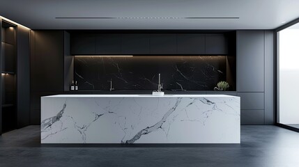 A luxury kitchen interior design with modern furniture 