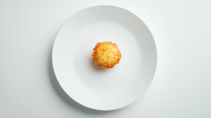 Single Crispy Potato Dish on White Plate with Minimalist Style