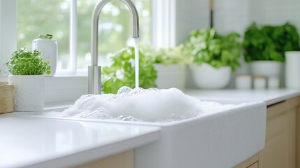 Kitchen Sink Filled with Bubbles