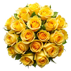 Naklejka premium bouquet-of-yellow-roses-top-view-isolated-on