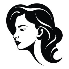 A stylish and artistic silhouette of a girl, capturing grace and elegance in a minimalist black and white design. Perfect for fashion, beauty, logo design, branding, and artistic illustrations.