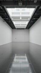 Fototapeta premium Minimalist Contemporary Art Gallery Interior with Skylight Design