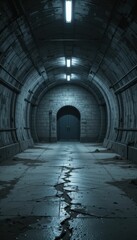 Obraz premium Dark and Atmospheric Underground Tunnel with Dim Lighting