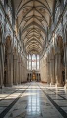 Fototapeta premium Majestic Cathedral Interior with Intricate Architecture and Light