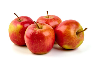 Three fresh red apples isolated on white background.