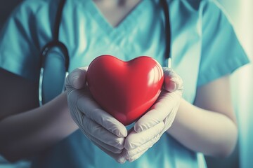 surgeon holds a heart in his hands, medicine, cardiology