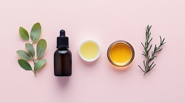 A flat lay of makeup remover wipes, a cleansing balm, and a serum dropper arranged neatly.