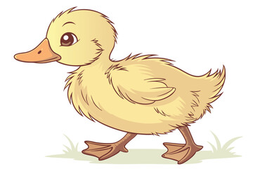 38 Adorable yellow duckling, fluffy down feathers, bright orange beak, tiny webbed feet, soft lighting, white background, high detail, studio photography, realistic texture, charming baby animal, cute