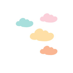 Cute cartoon colorful clouds. Vector illustration.