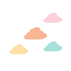 Cute cartoon colorful clouds. Vector illustration.