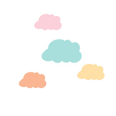 Cute cartoon colorful clouds. Vector illustration.