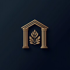 Obraz premium finance brand identity, modern, minimalist banking logo template with a sleek gold building icon, shield, and digital currency symbols against a gradient backdrop plenty of space for textbranding