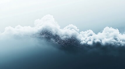 Digital Network in Cloudy Sky.