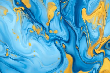 Obraz premium Blue and Gold Alcohol Ink Marble