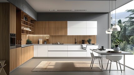 Obraz premium A luxurious kitchen with beautiful interior design 